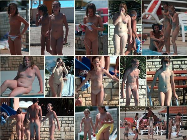 Adults and young nudists without clothes photo PureNudism PureNudism naturist pool